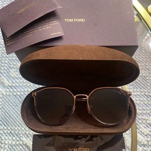 Tom Ford TF897-K 48F 55mm Round Sunglasses Dark Brown / Gradient